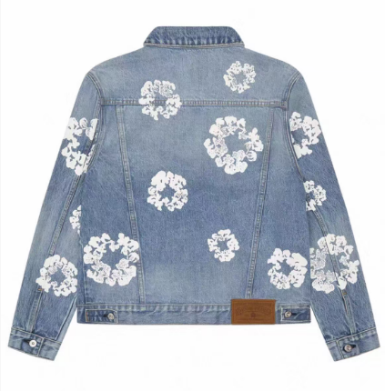 DENIM TEARS Wreath Jacket in Blue: Heritage in Bloom