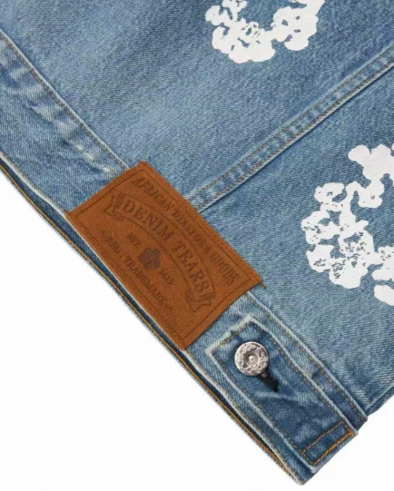 DENIM TEARS Wreath Jacket in Blue: Heritage in Bloom