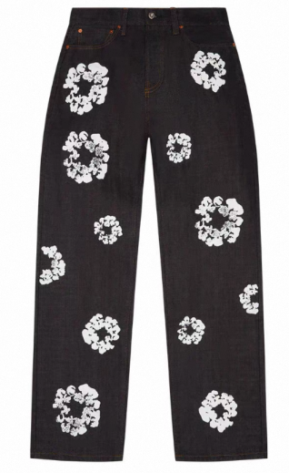 DENIM TEARS Wreath Jeans in Black: Scribed Legacy