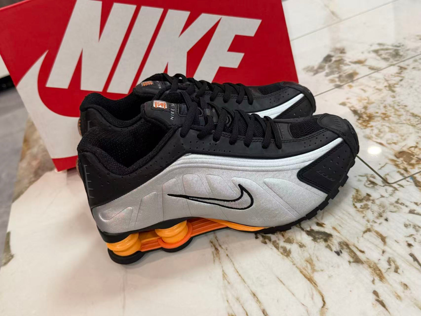 Nike Shox R4 in Black/Yellow/Grey: Industrial Power Cell