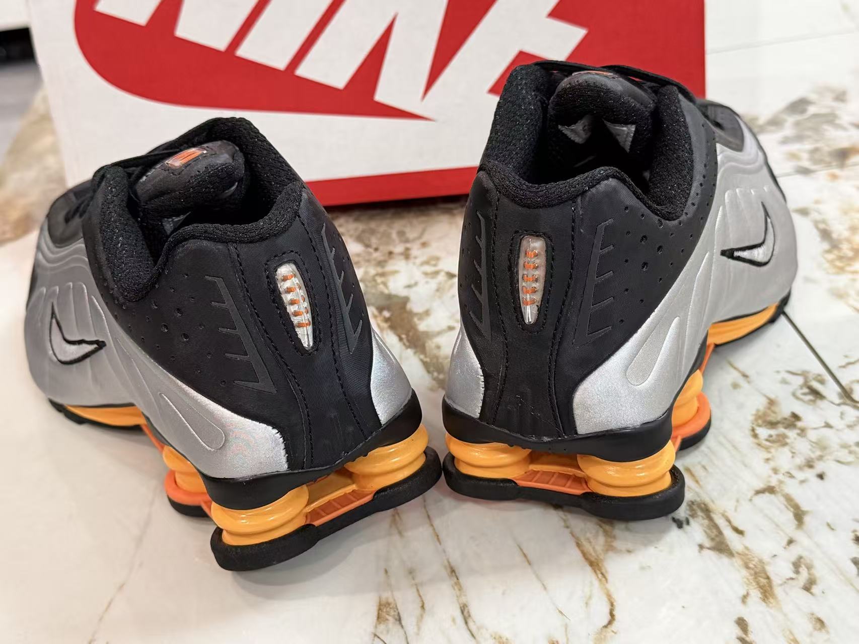 Nike Shox R4 in Black/Yellow/Grey: Industrial Power Cell