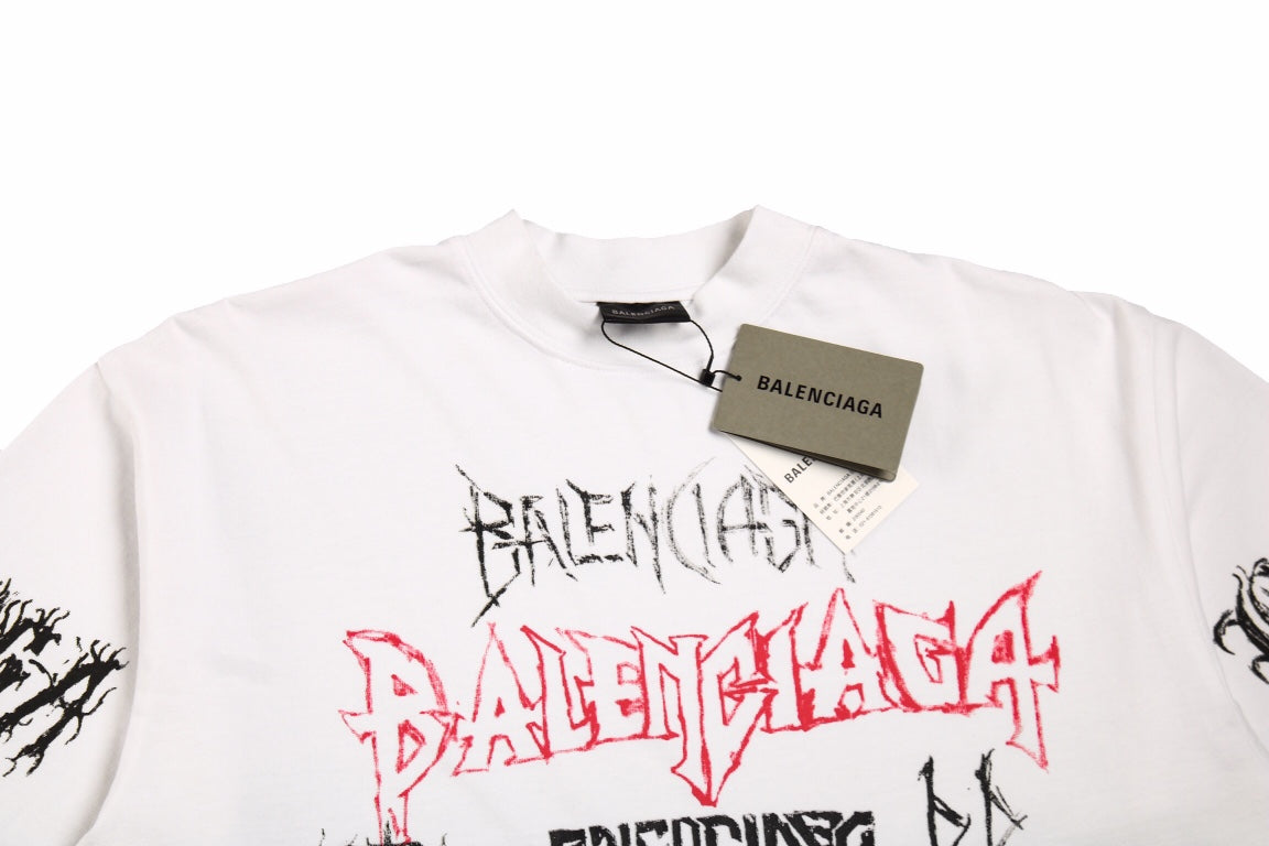 Ba*len*cia*ga multi-logo t-shirt (white)