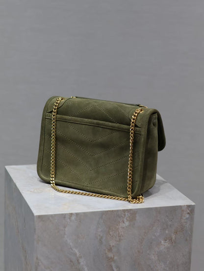 Saint Laurent Army Green Grain de Poudre Bag
