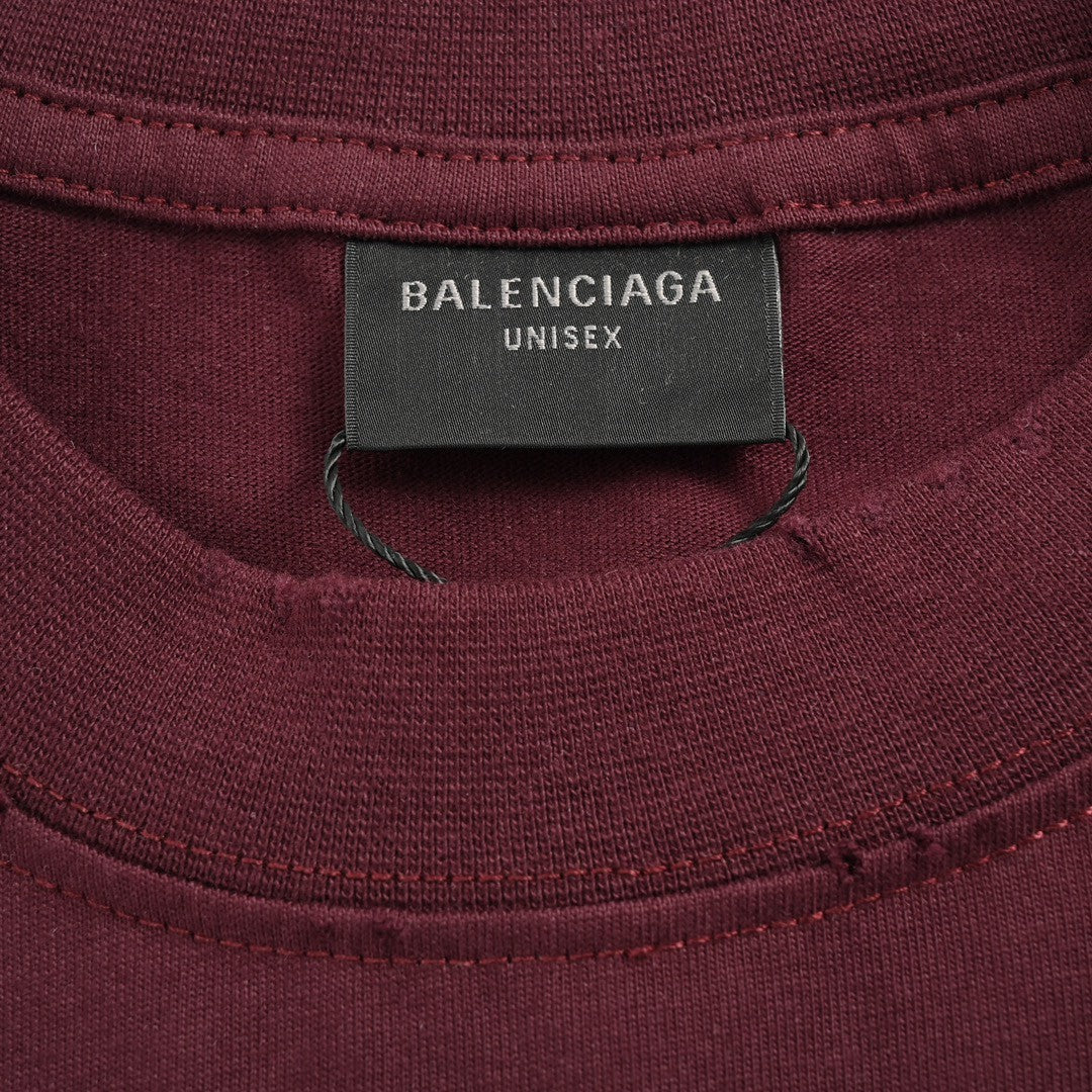 Ba*len*cia*ga burgundy logo t-shirt