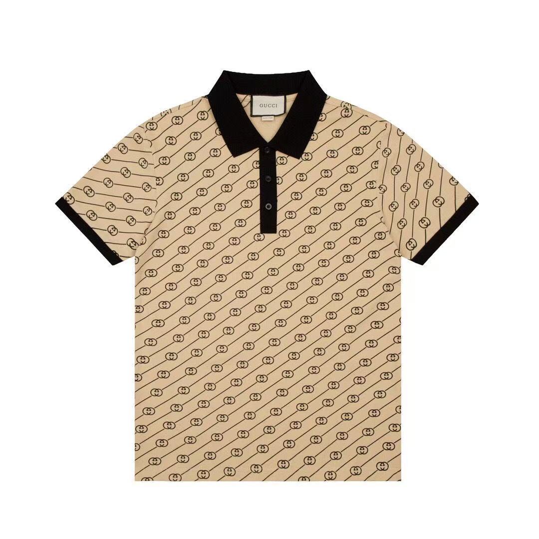 Gucci Beige GG Pattern Polo Shirt