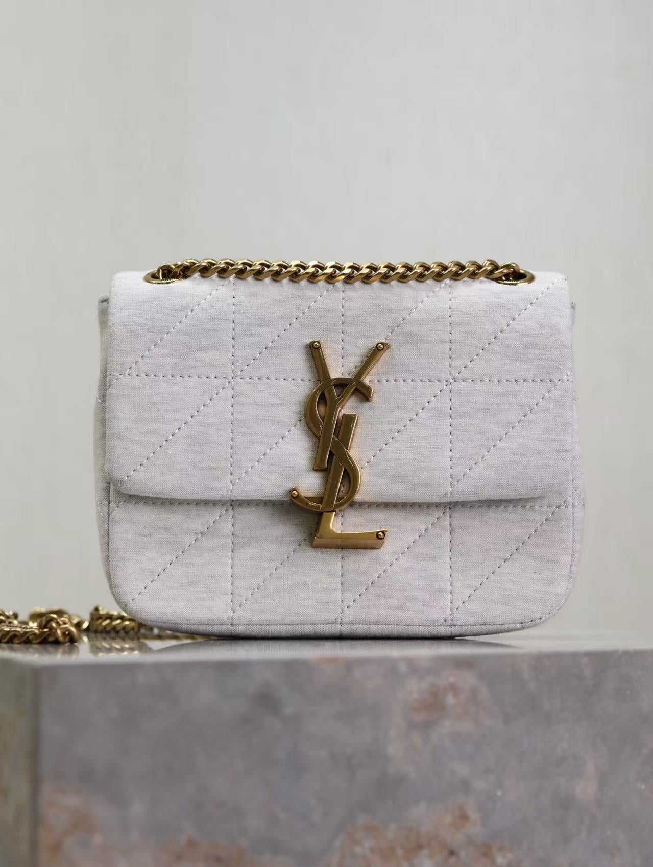 Saint Laurent White Knit Bag