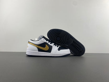 Air Jordan 1 Low "White/Black/Metallic Gold"
