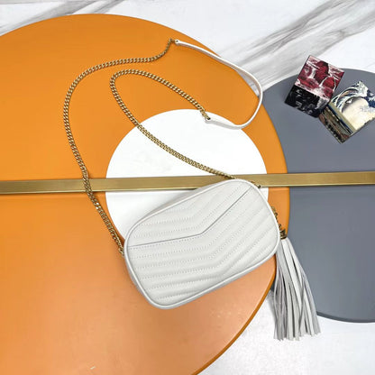 Saint Laurent White Calfskin Camera Bag
