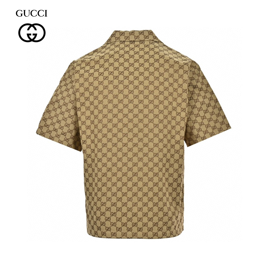 G*u*i gg monogram beige short sleeve shirt