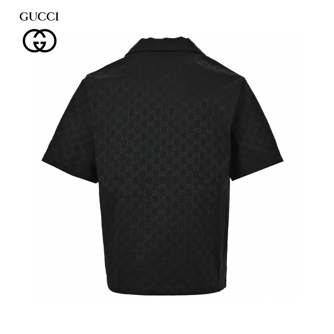 G*u*i gg monogram black short sleeve shirt