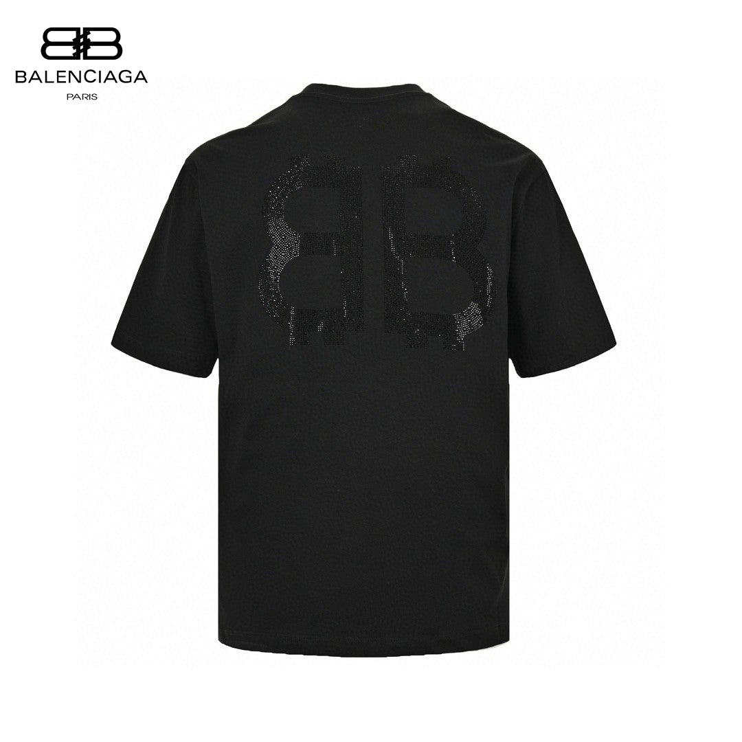 Ba*len*cia*ga crystal logo t-shirt in black