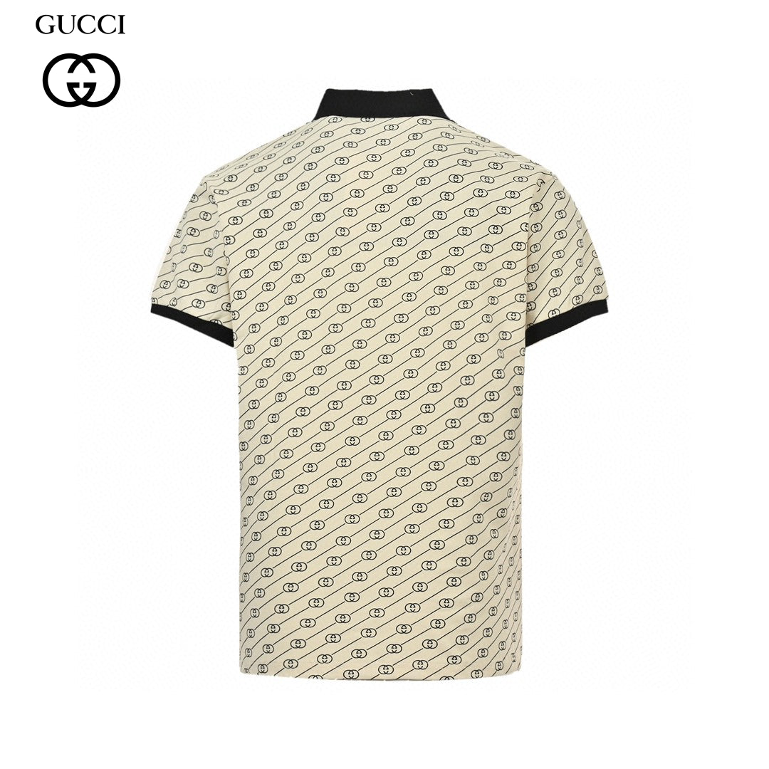 G*u*i beige gg pattern polo shirt