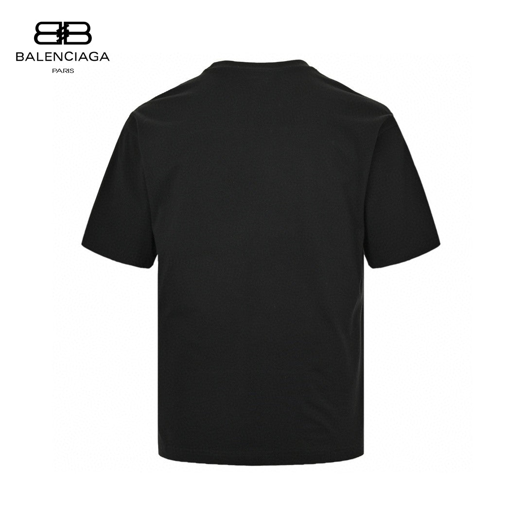 Ba*len*cia*ga multicolor graphic logo black t-shirt