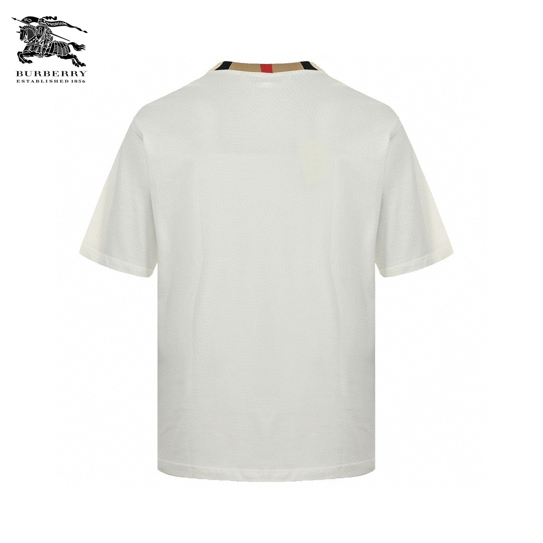 Burberry Check Collar T-Shirt in White