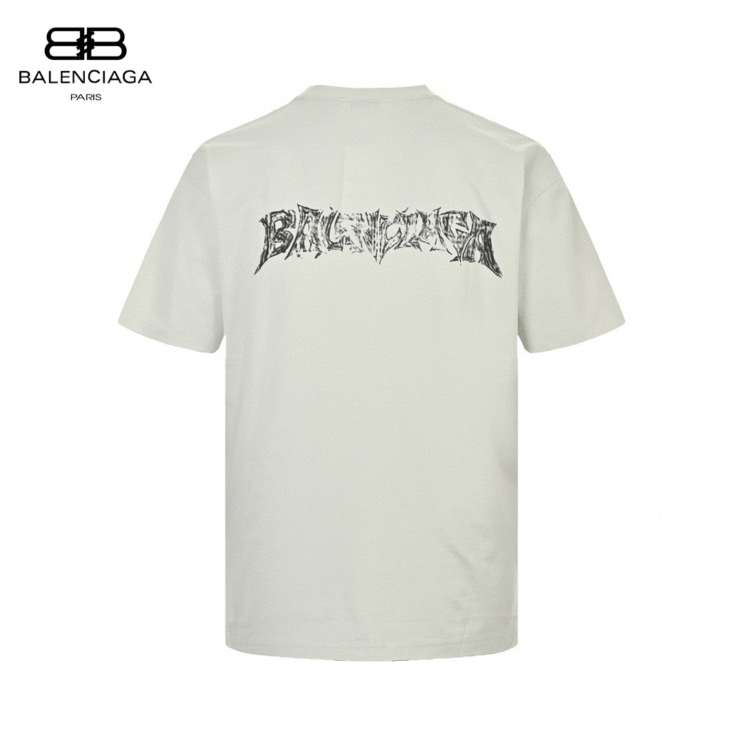 Ba*len*cia*ga distressed logo t-shirt in white