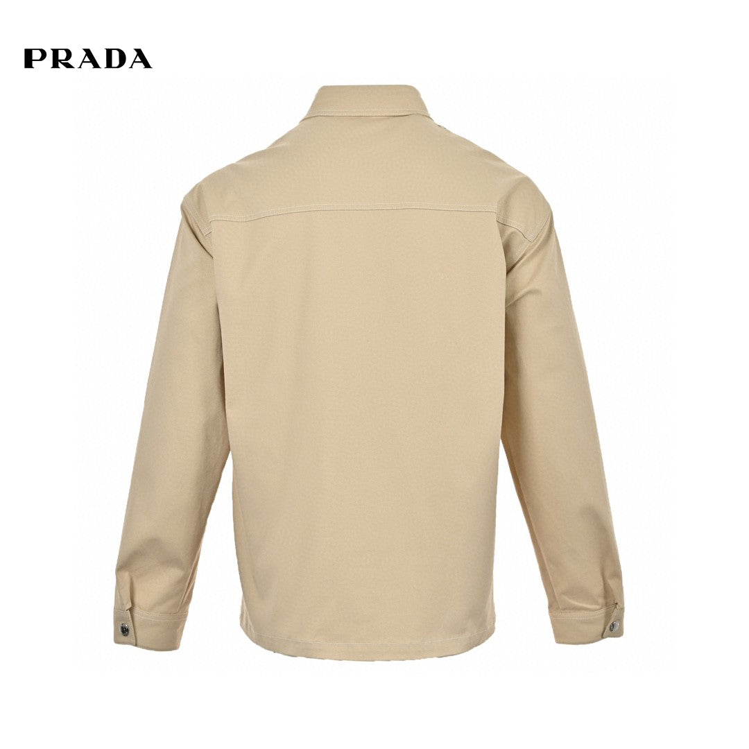 Pra*a beige button-up shirt