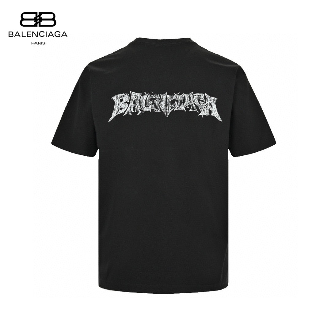 Ba*len*cia*ga distressed logo t-shirt in black