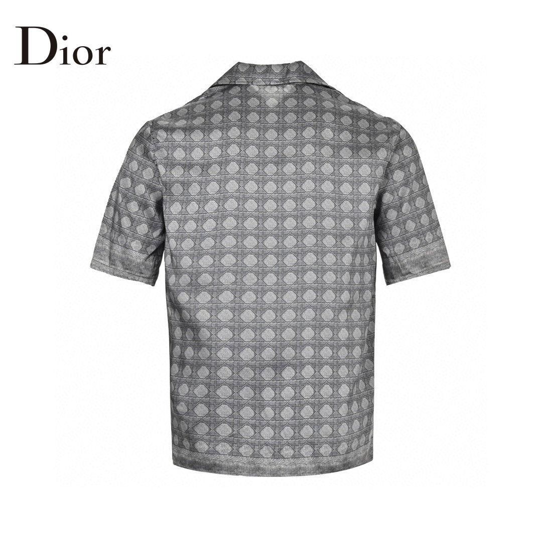 Dior Geometric Pattern Short Sleeve Shirt in Gray