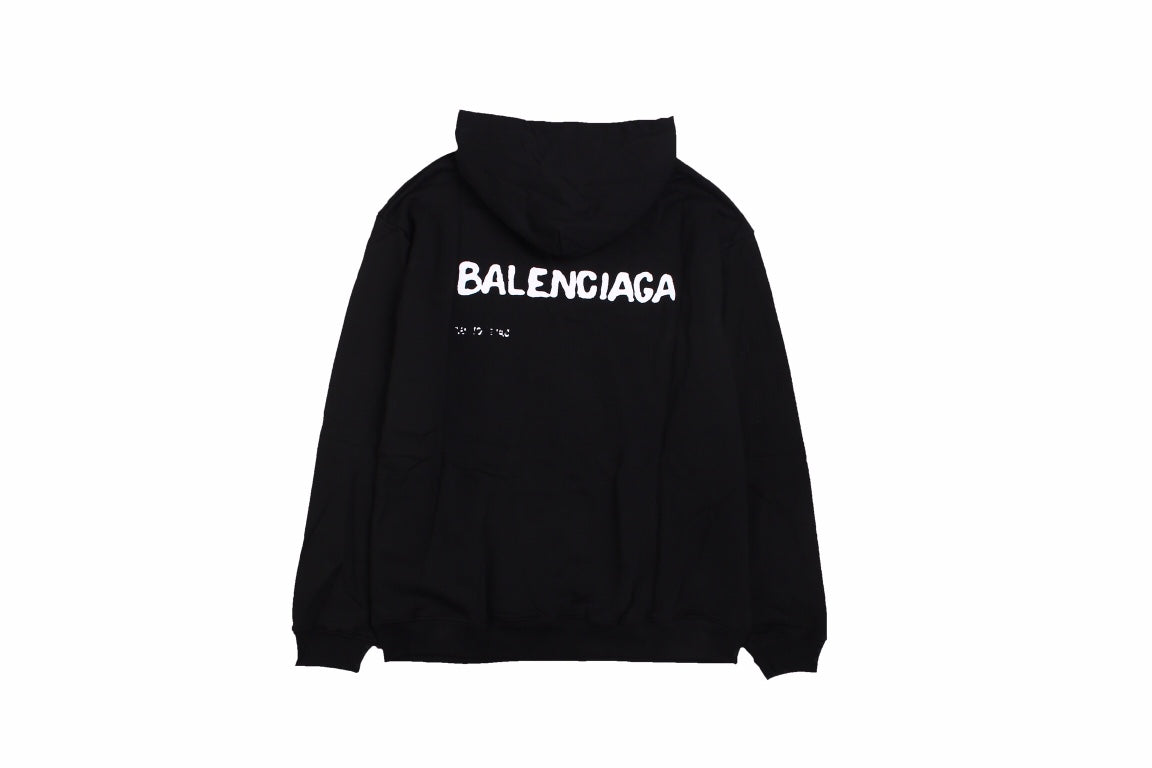 Ba*len*cia*ga black logo hoodie