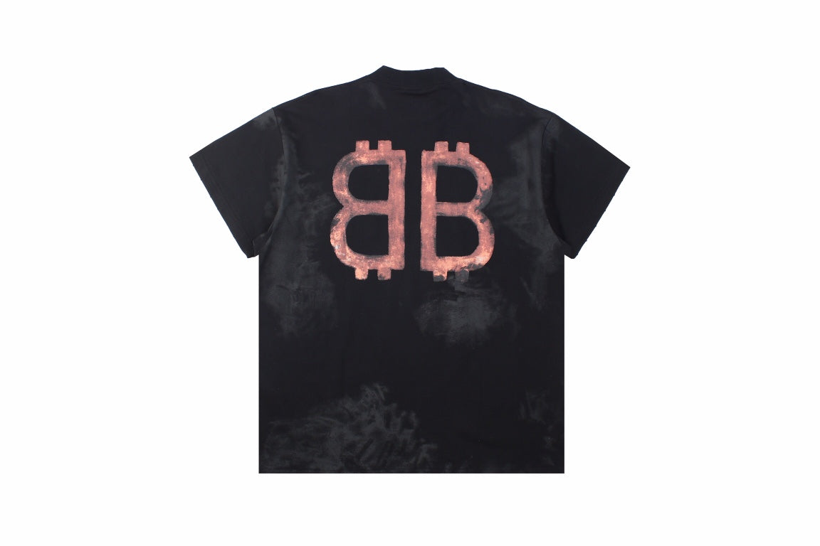 Ba*len*cia*ga distressed bb logo t-shirt