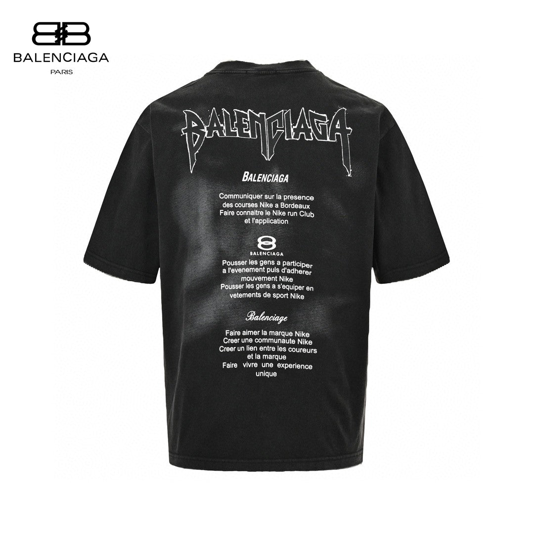 Ba*len*cia*ga distressed logo t-shirt in black