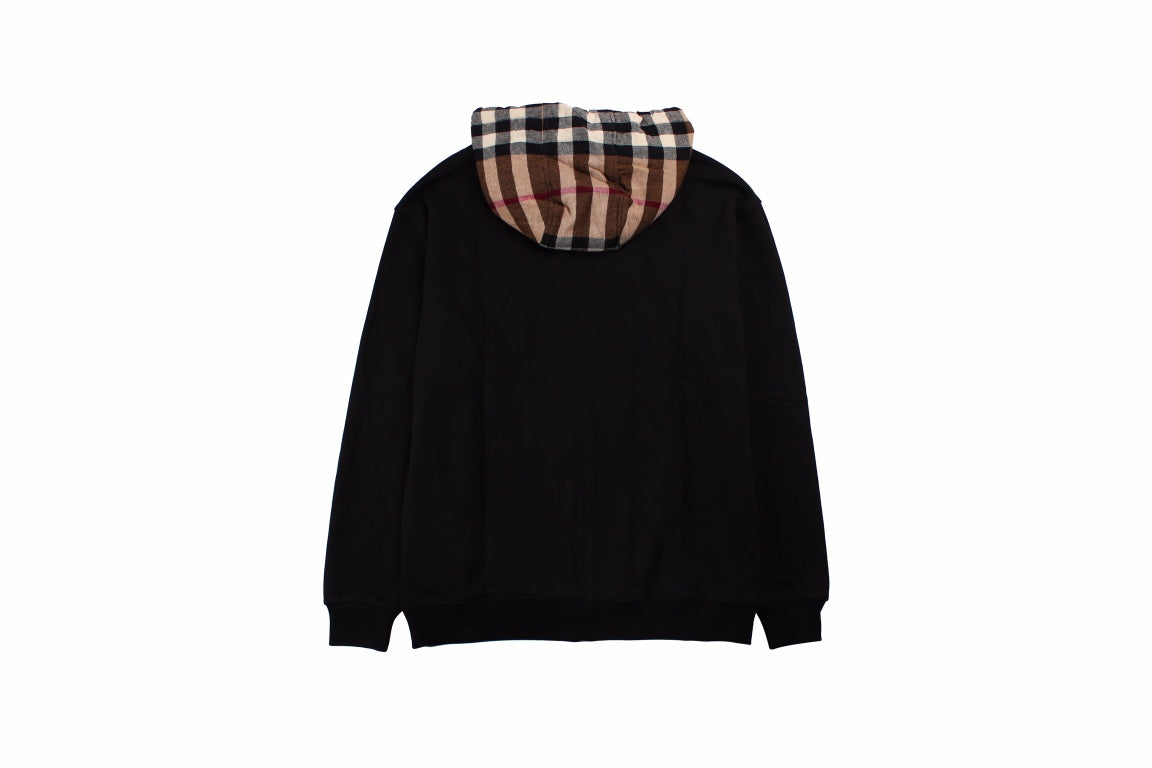 Burberry Check-Lined Hoodie - Black