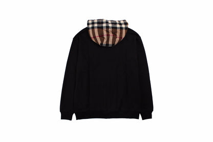 Burberry Check-Lined Hoodie - Black