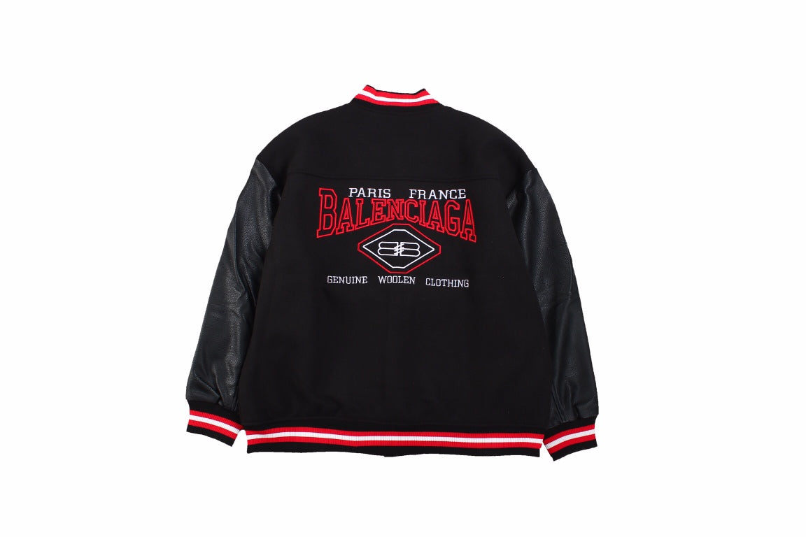 Ba*len*cia*ga black varsity jacket