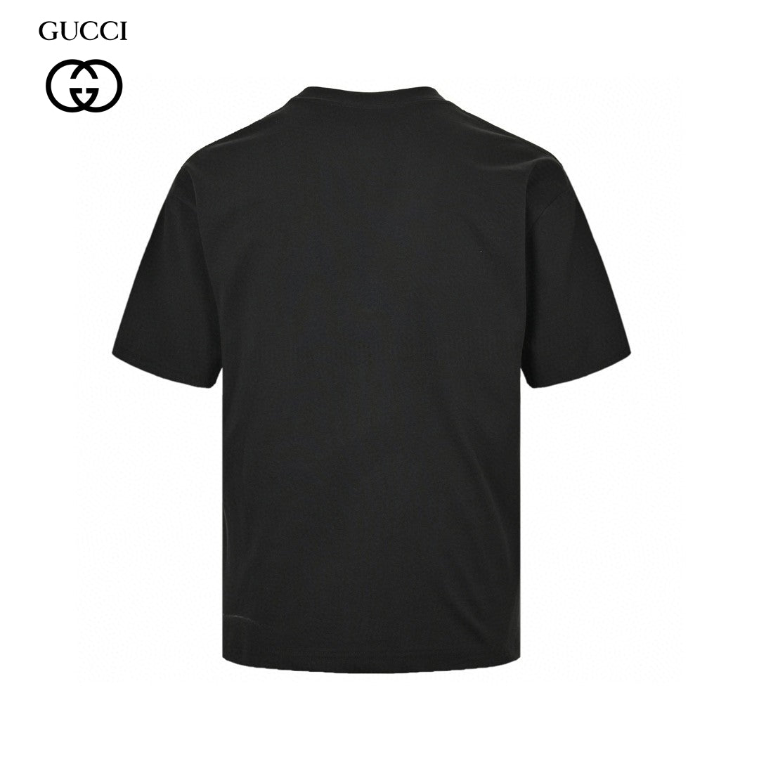 G*u*i multicolor interlocking g logo black t-shirt