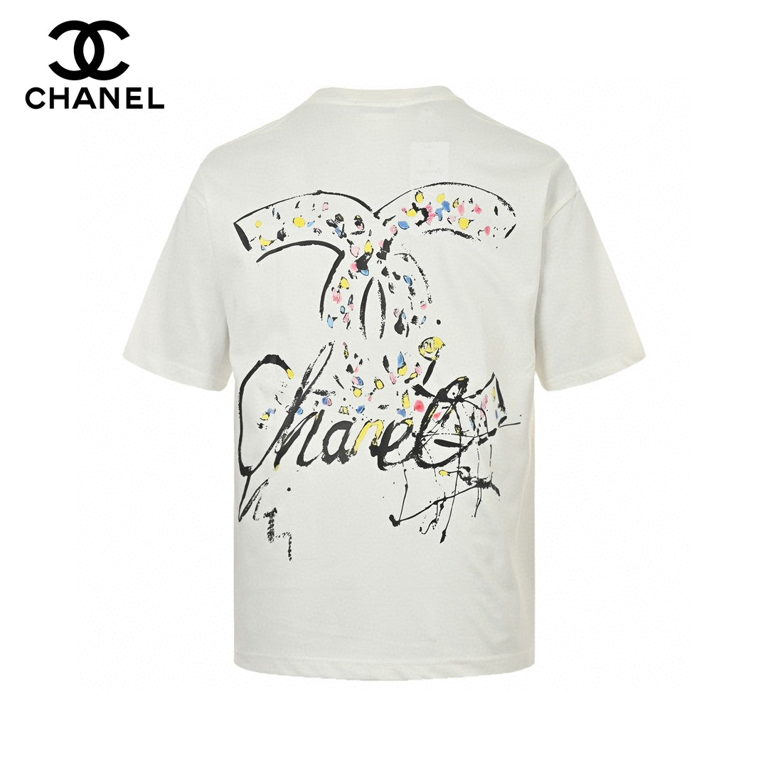 Ch*el signature logo white t-shirt