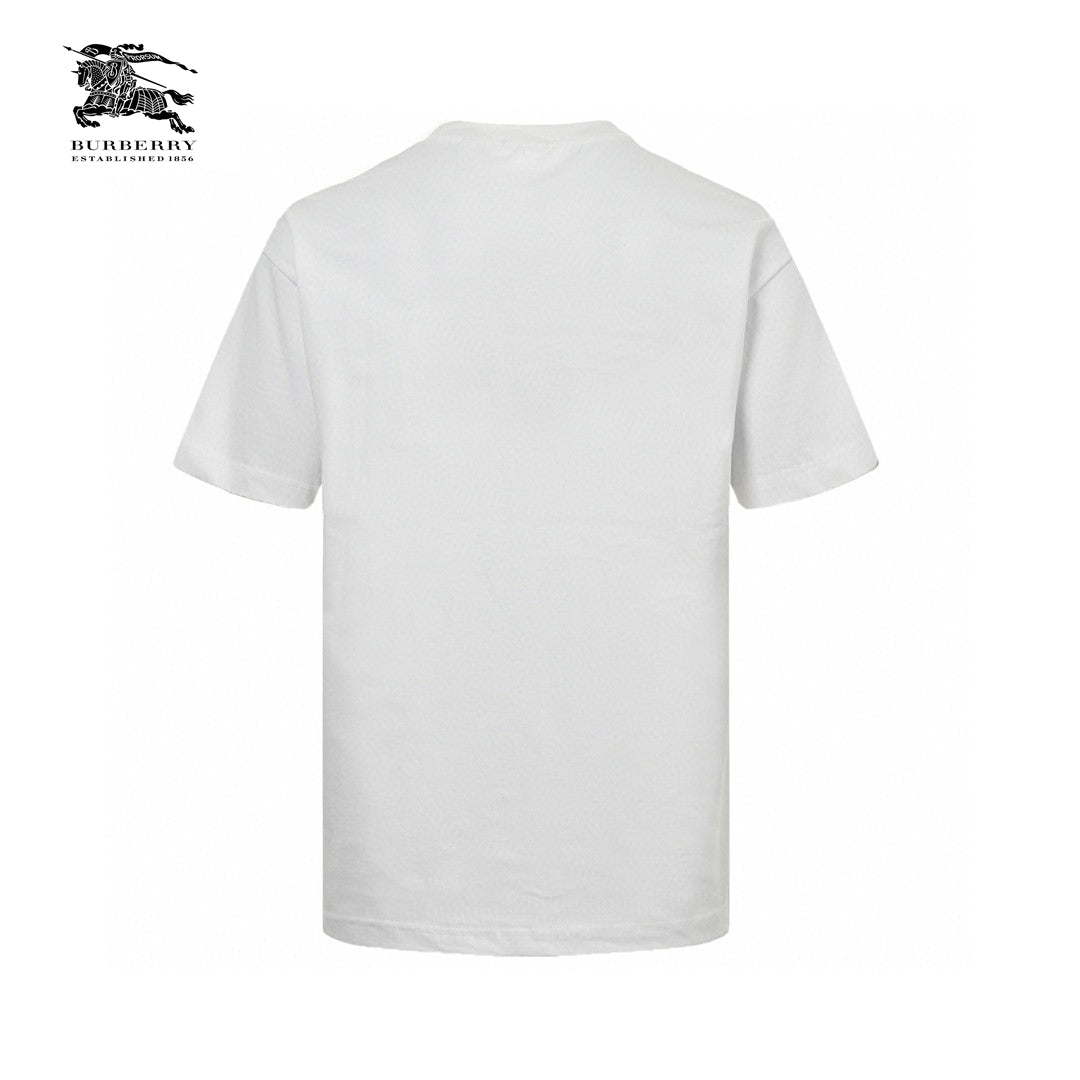 Burberry White T-Shirt with Blue Equestrian Knight Logo