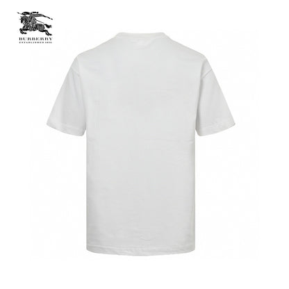 Burberry White T-Shirt with Blue Equestrian Knight Logo