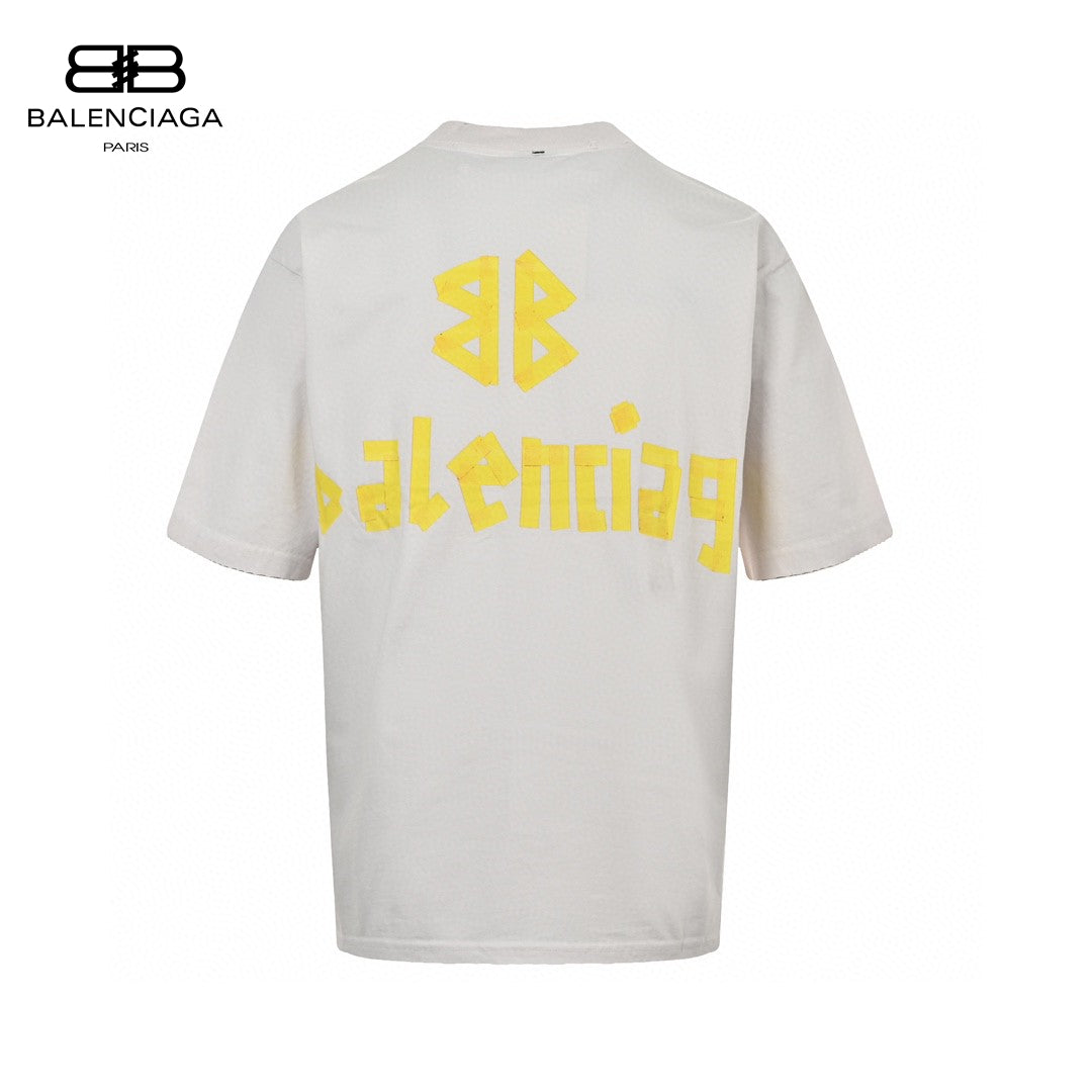 Ba*len*cia*ga pastel logo t-shirt in off-white