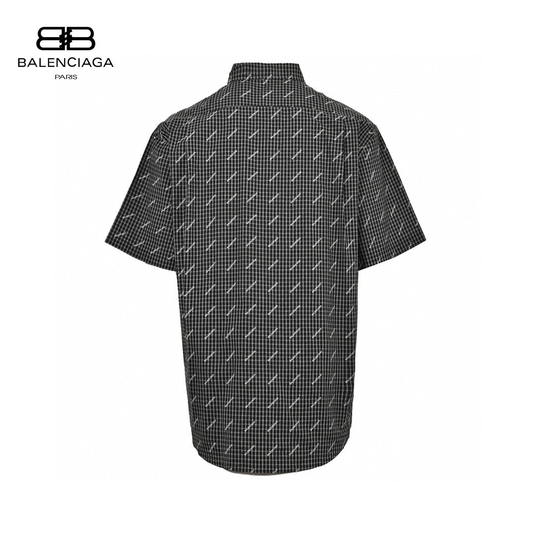 Ba*len*cia*ga allover logo check shirt