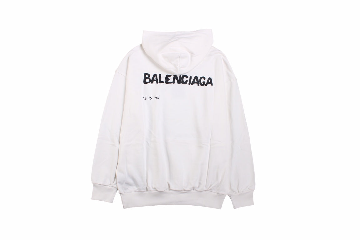 Ba*len*cia*ga white logo hoodie