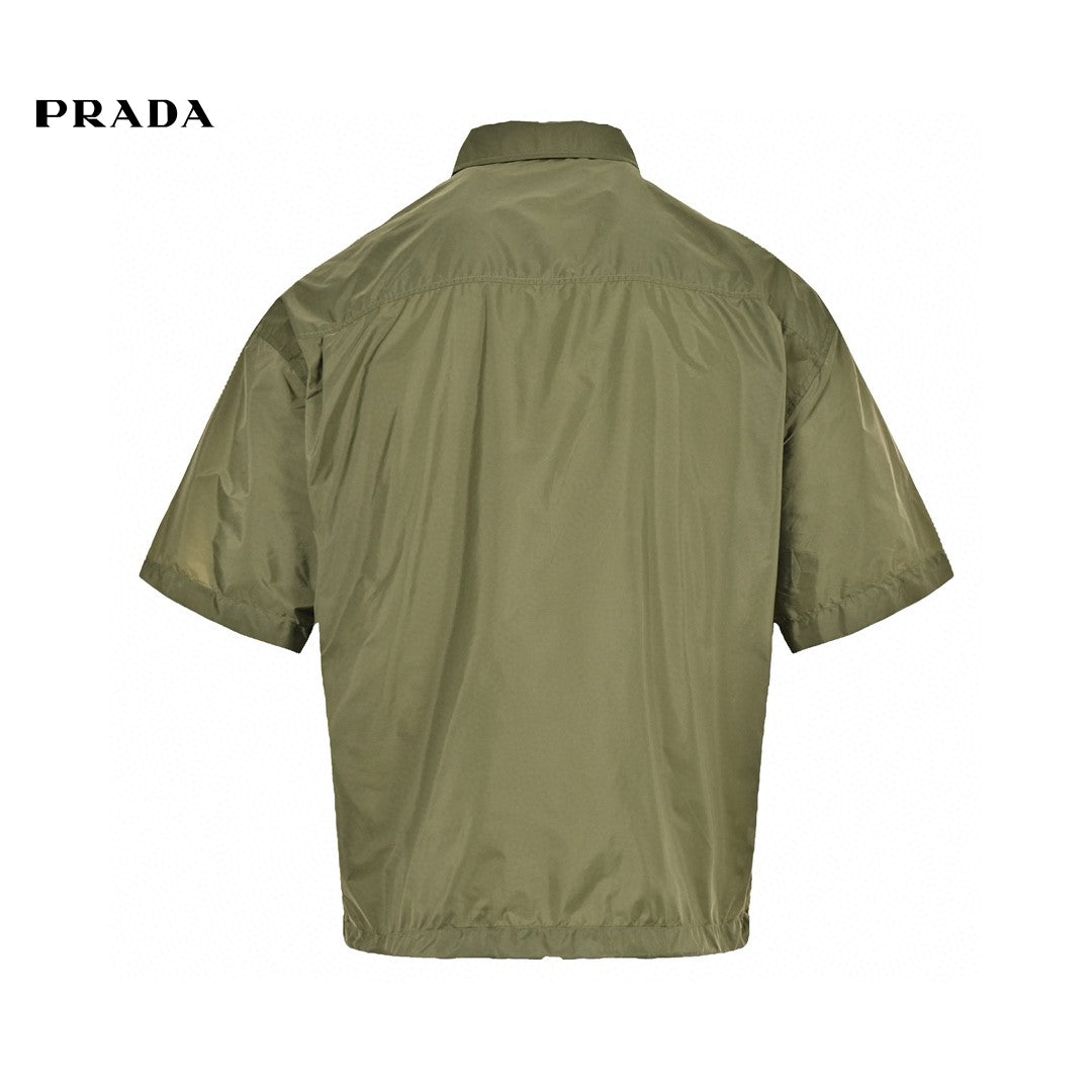 Pra*a olive green short-sleeve jacket