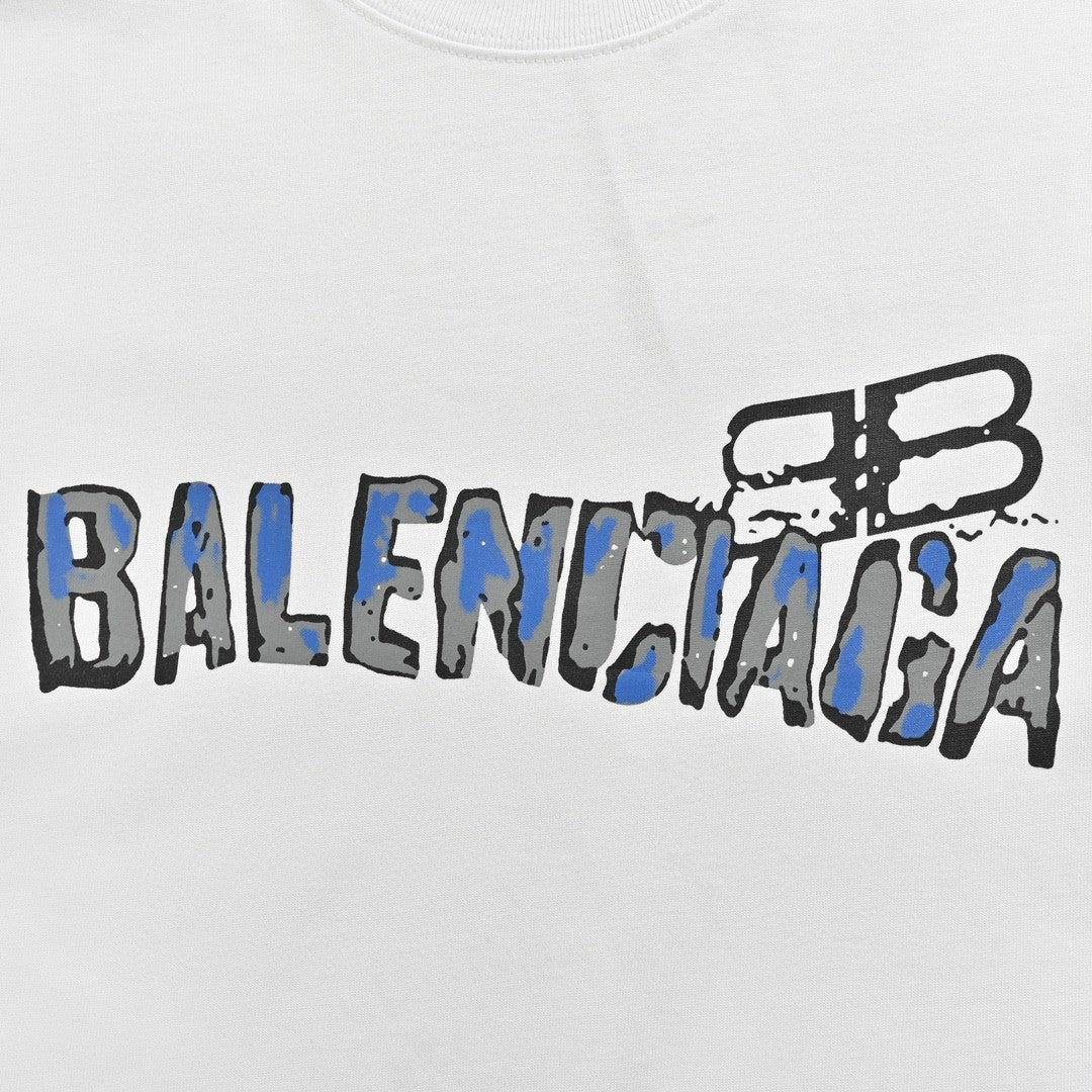 Ba*len*cia*ga distorted logo t-shirt