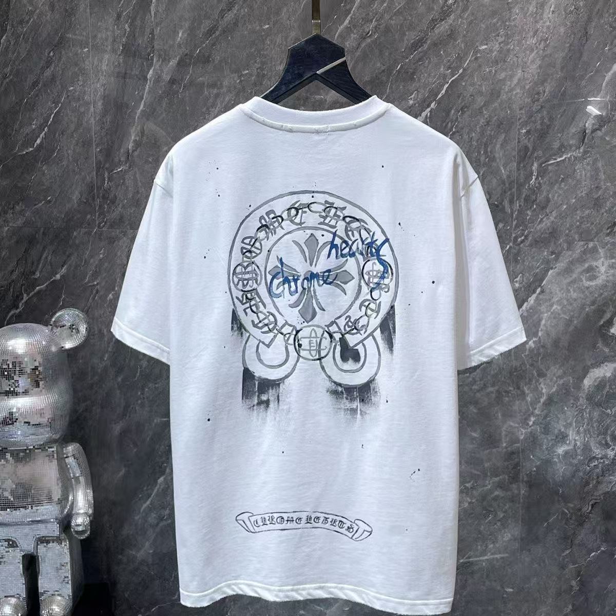 Chrome Hearts Classic Crewneck T-Shirt in White/Grey/Blue