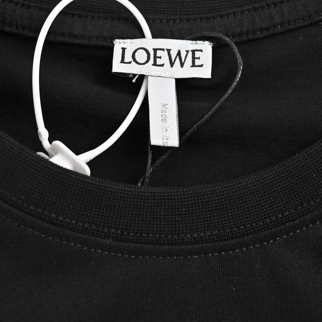 Loewe Black T-Shirt with Blue Pocket