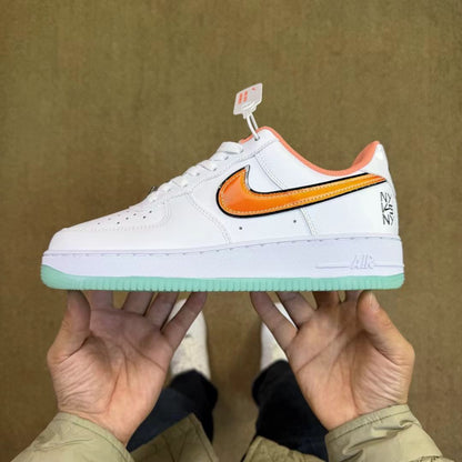 Nike Air Force 1 '07 "White/Hydrogen Blue/Orange Frost" – Fresh &amp; Vibrant