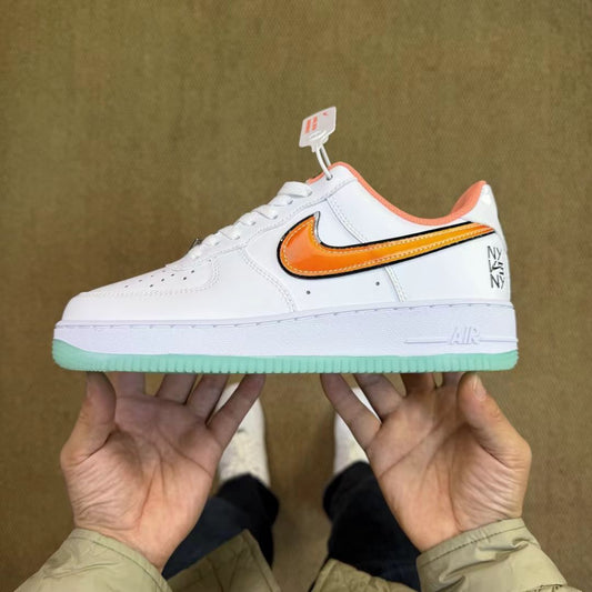 Nike Air Force 1 '07 "White/Hydrogen Blue/Orange Frost" – Fresh &amp; Vibrant