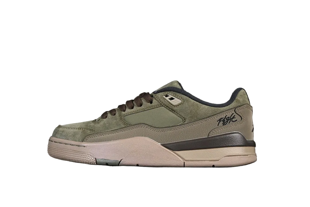 JORDAN FLIGHT COURT "MEDIUM OLIVE/BAROQUE BROWN/BLACK"