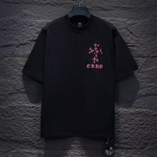 CHROME HEARTS T-SHIRT IN BLACK/PINK: GOTHIC ROMANTICISM