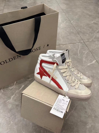 Golden Goose Slide High-Top Red Canvas Sneaker