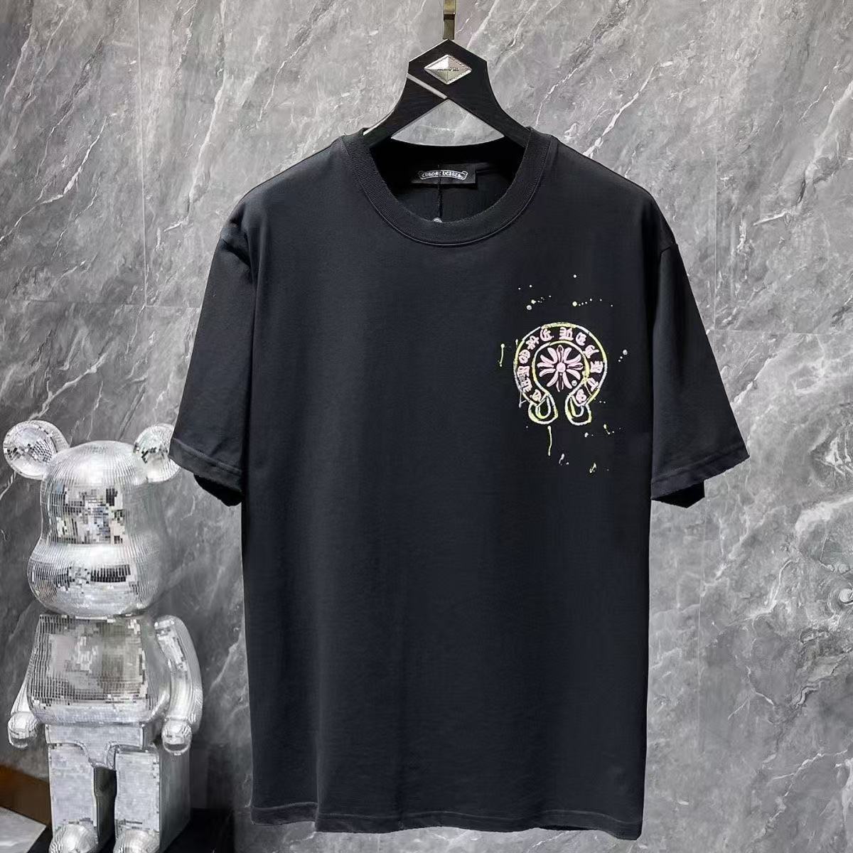 Chrome Hearts Classic Crewneck T-Shirt in Black/Yellow/Pink