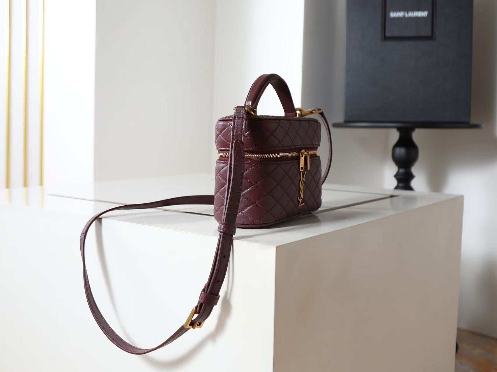 Saint Laurent Wine Double Zip Handbag