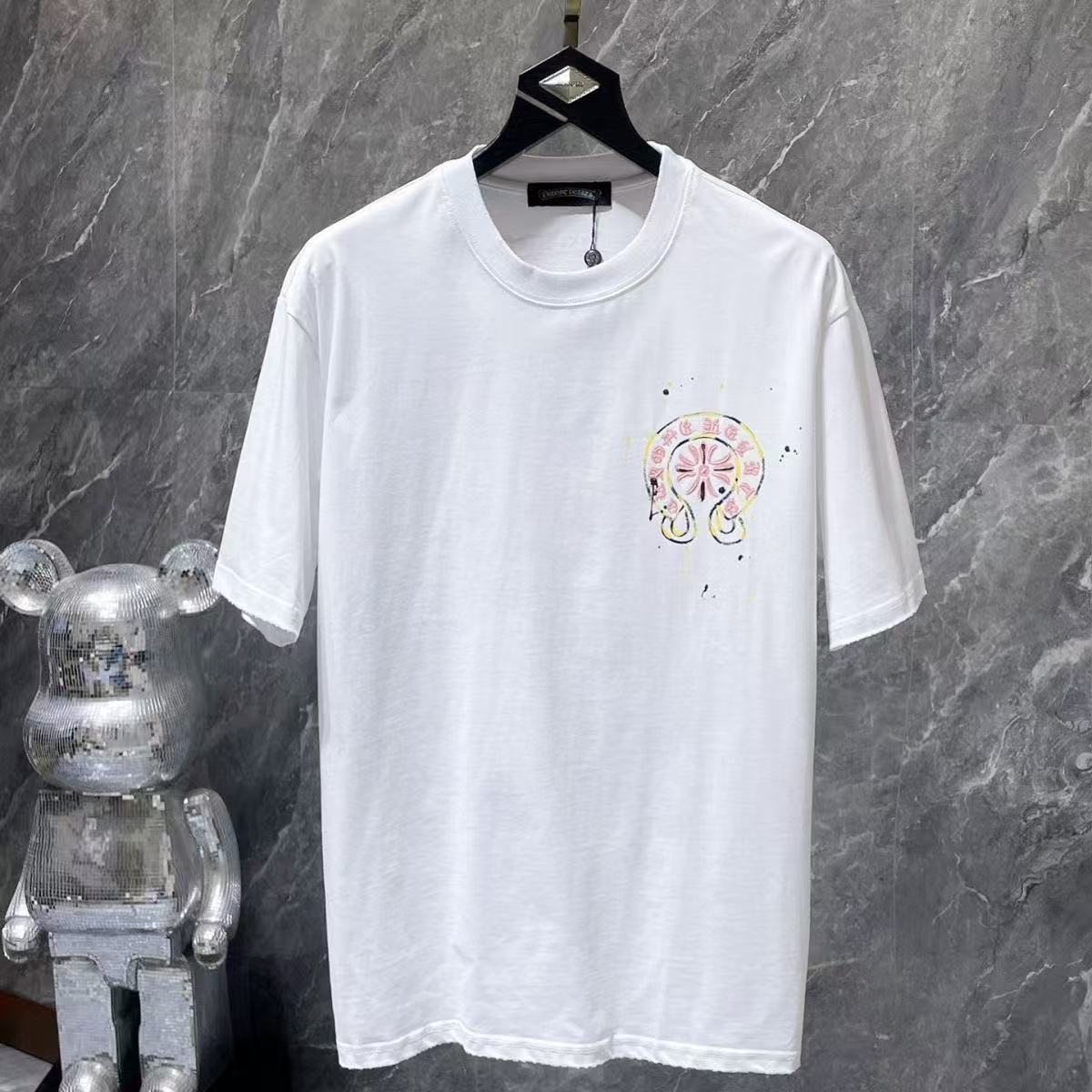 Chrome Hearts Classic Crewneck T-Shirt in White/Yellow/Pink