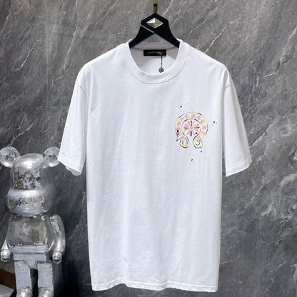 Chrome Hearts Classic Crewneck T-Shirt in White/Yellow/Pink