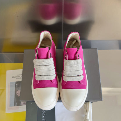 Rick Owens Pink Suede Low-Top Sneakers