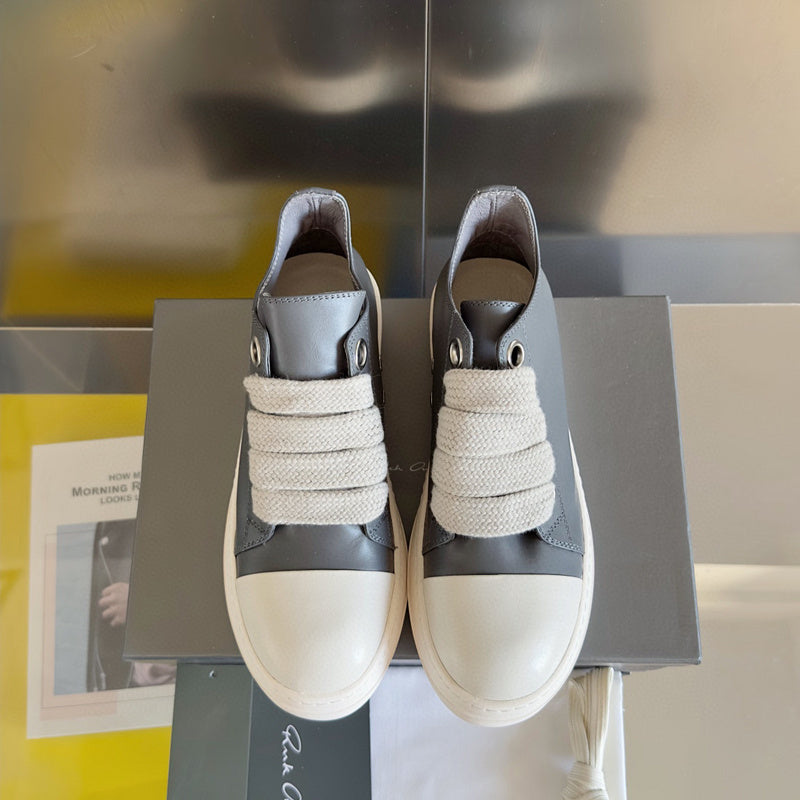 Rick Owens Gray Low-Top Sneakers